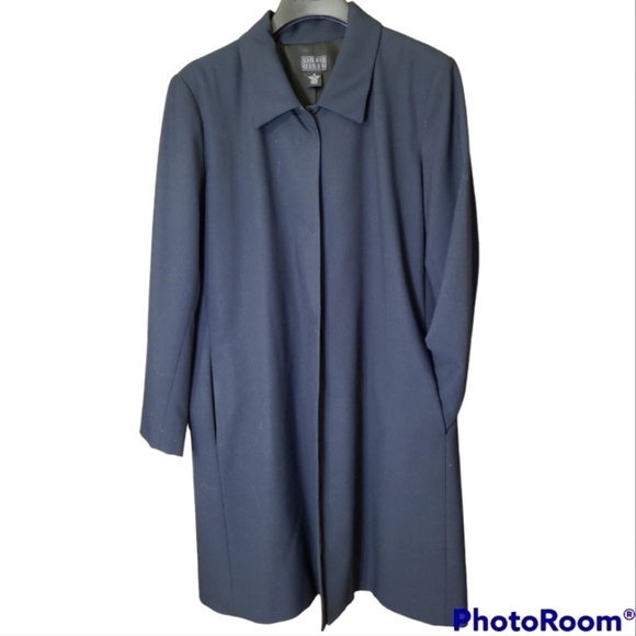 Sigrid Olsen Blue Trench Coat - Picture 2 of 7